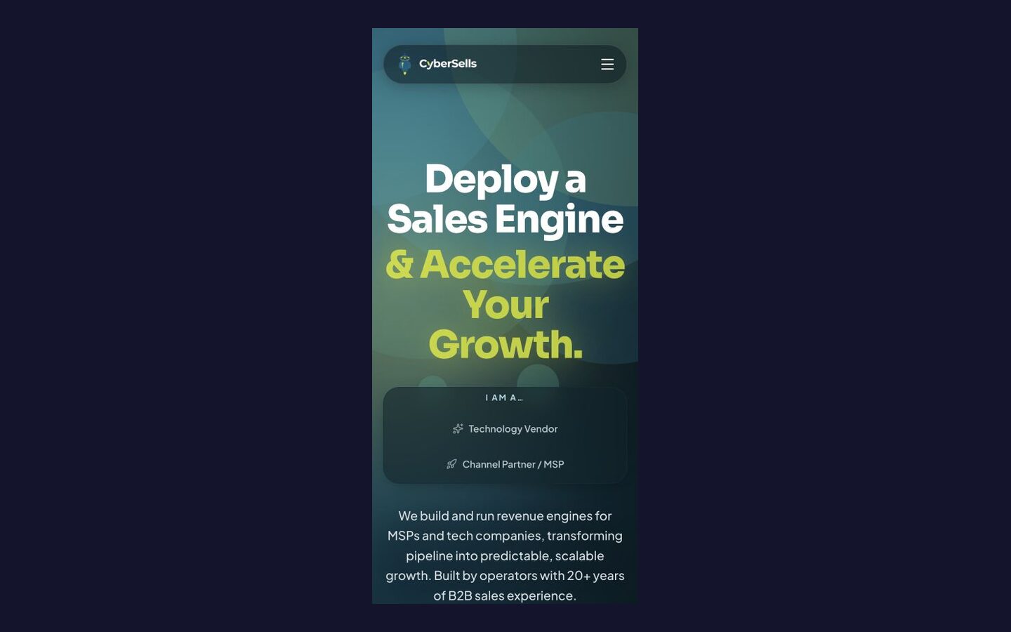 Responsive execution: the same promise and audience paths holding together on mobile.
